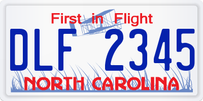 NC license plate DLF2345