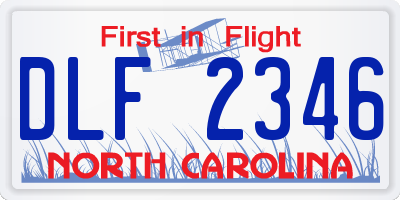 NC license plate DLF2346