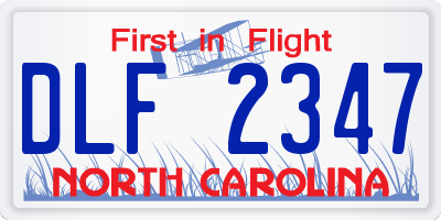 NC license plate DLF2347
