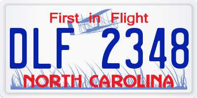 NC license plate DLF2348