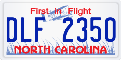 NC license plate DLF2350