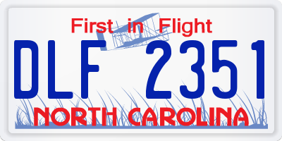 NC license plate DLF2351