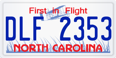 NC license plate DLF2353