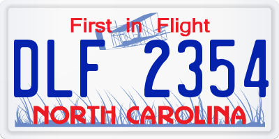 NC license plate DLF2354