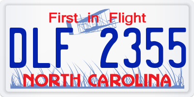 NC license plate DLF2355