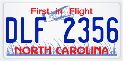 NC license plate DLF2356