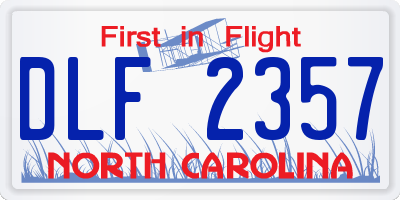 NC license plate DLF2357