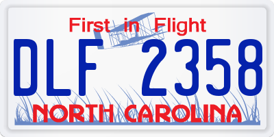 NC license plate DLF2358