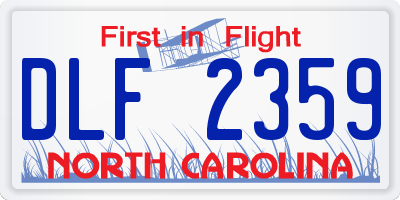 NC license plate DLF2359