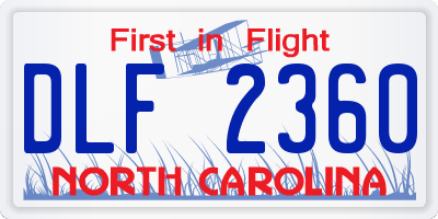 NC license plate DLF2360