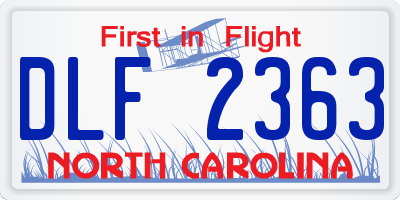 NC license plate DLF2363