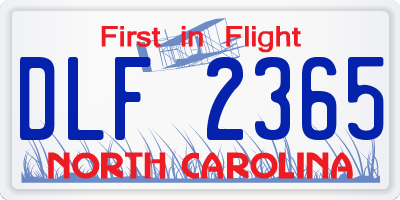 NC license plate DLF2365
