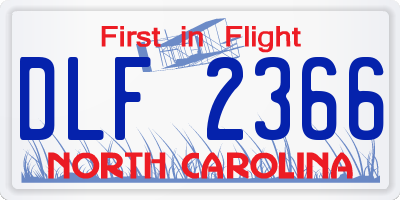 NC license plate DLF2366
