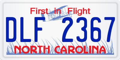 NC license plate DLF2367
