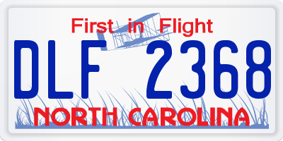 NC license plate DLF2368