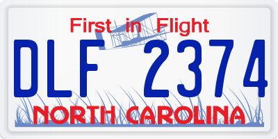 NC license plate DLF2374