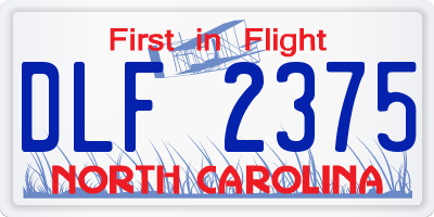 NC license plate DLF2375