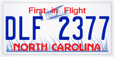 NC license plate DLF2377