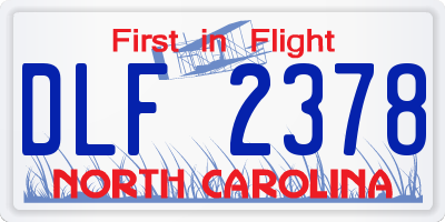 NC license plate DLF2378