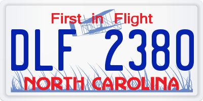 NC license plate DLF2380