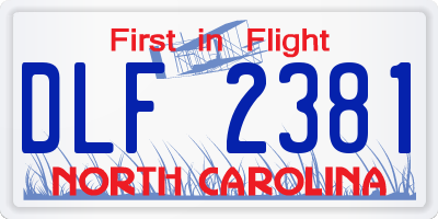 NC license plate DLF2381