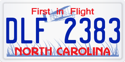 NC license plate DLF2383