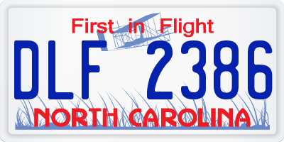 NC license plate DLF2386