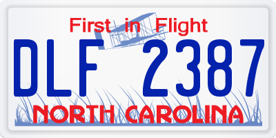 NC license plate DLF2387