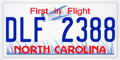 NC license plate DLF2388