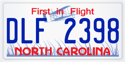 NC license plate DLF2398