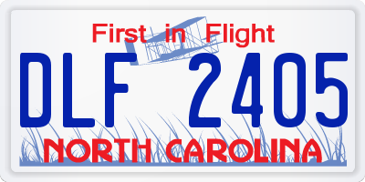 NC license plate DLF2405