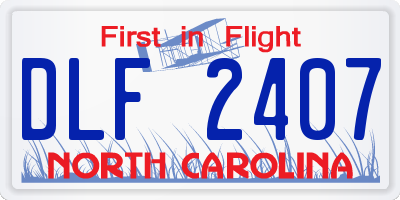 NC license plate DLF2407