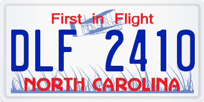 NC license plate DLF2410