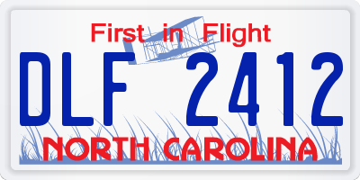 NC license plate DLF2412