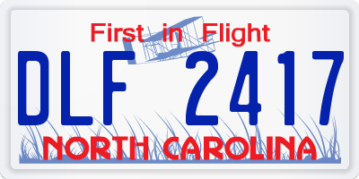 NC license plate DLF2417