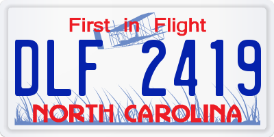 NC license plate DLF2419
