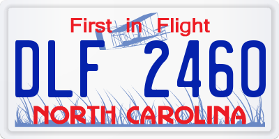 NC license plate DLF2460