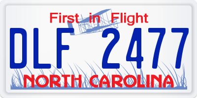 NC license plate DLF2477