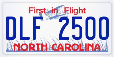 NC license plate DLF2500