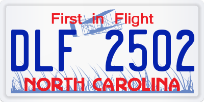 NC license plate DLF2502