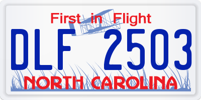 NC license plate DLF2503
