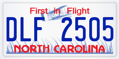 NC license plate DLF2505