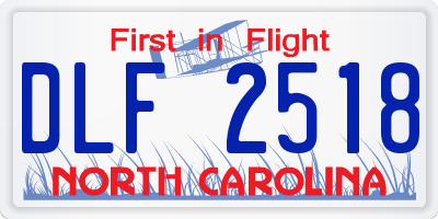 NC license plate DLF2518