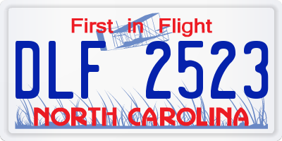 NC license plate DLF2523