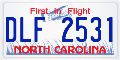 NC license plate DLF2531