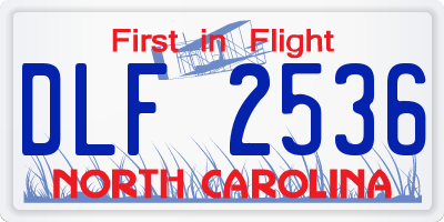NC license plate DLF2536