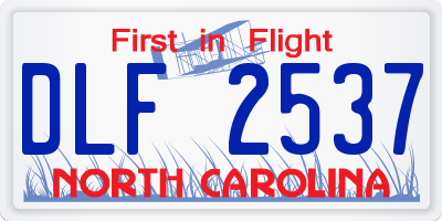 NC license plate DLF2537