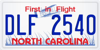 NC license plate DLF2540