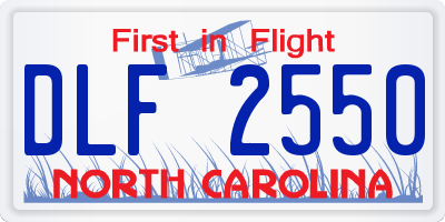 NC license plate DLF2550