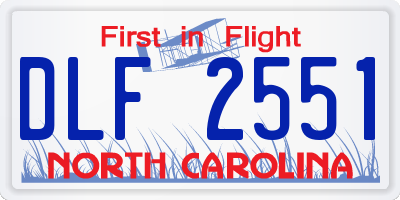 NC license plate DLF2551